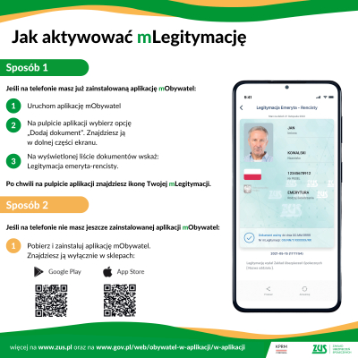  	Komunikat dot. mLegitymacji emetryta-rencisty - infografika