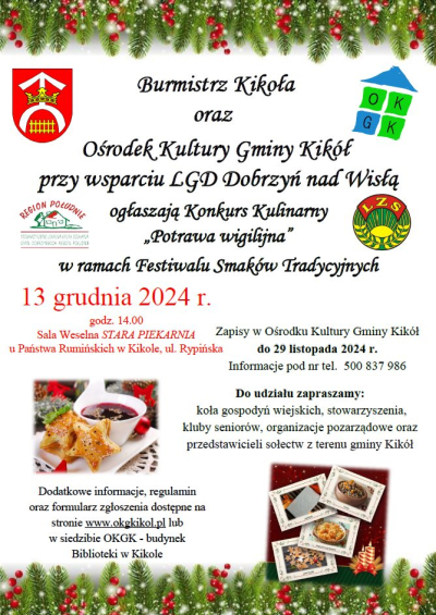 Konkurs kulinarny &quot;Potrawa wigilijna&quot; w ramach Festiwalu Smaków Tradycyjnych