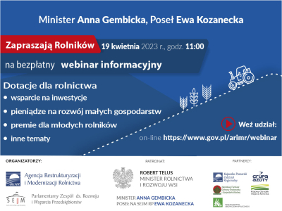 Webinar dotyczący pomocy dla rolników - 19.04.2023