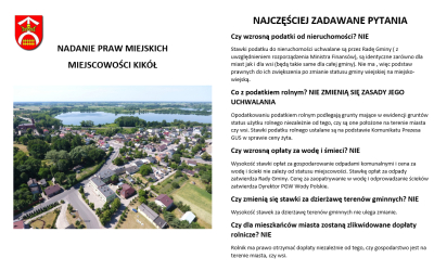 NAJCZĘŚCIEJ ZADAWANE PYTANIA - NADANIE PRAW MIEJSKICH MIEJSCOWOŚCI KIKÓŁ - ilustracja poglądowa