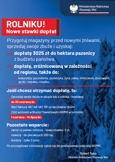 Nowe stawki dopłat