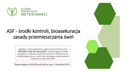 ASF środki kontroli, bioasekuracja zasady przemieszczania świń