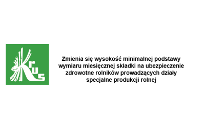 Zmienia się wysokość minimalnej podstawy wymiaru miesięcznej składki na ubezpieczenie zdrowotne rolników prowadzących działy specjalne produkcji rolnej