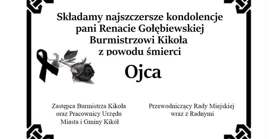 Kondolencje dla pani Renaty Gołębiewskiej,...